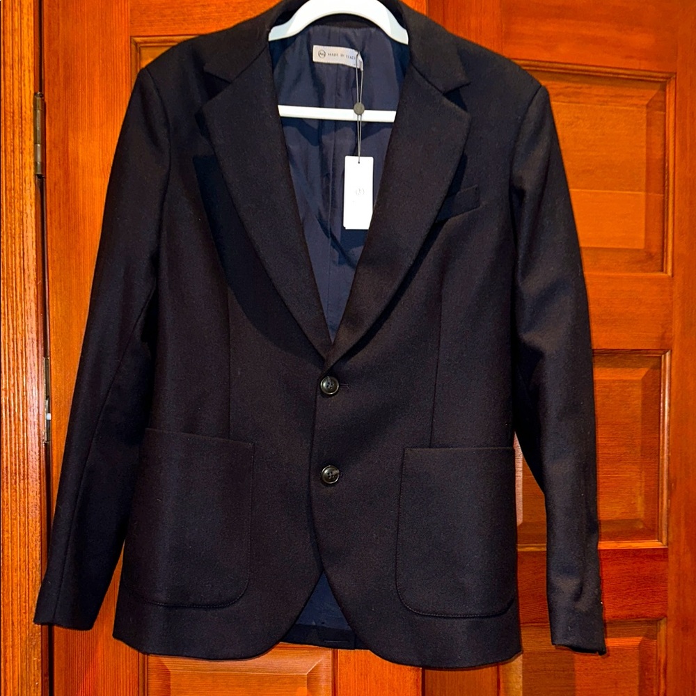Ag Adriano Goldschmied Dark Navy Wool Men's Blazer. Size S